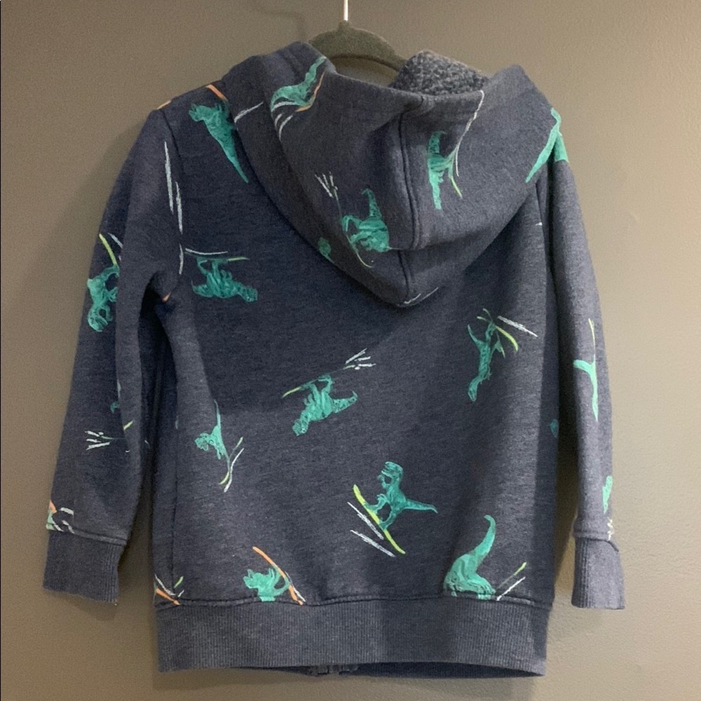 Cat & Jack Kids Dinosaur Print Hoodie - Gray and Green size 3T - Picture 2 of 3